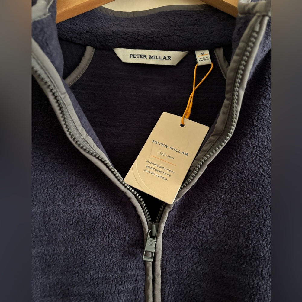 Peter Millar Men's Navy Zip-Up Crown Sport Fleece Sweater - Picture 2 of 10